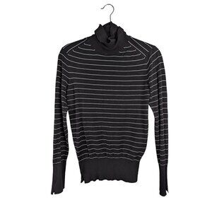 Zara Knit Womens Turtleneck Sweater Size L Striped Long Sleeve Capsule Staple